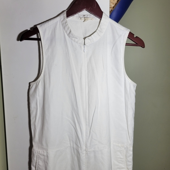 Eileen Fisher Cotton Hemp Stretch Jumpsuit ankle length white XS - Picture 10 of 13